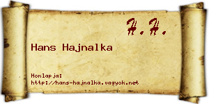 Hans Hajnalka névjegykártya